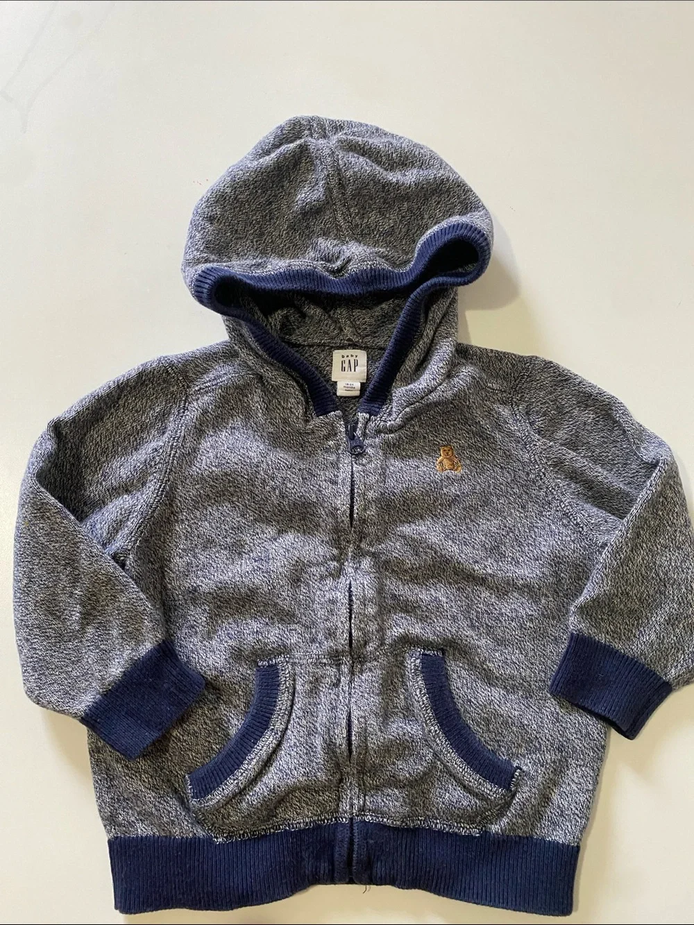 GAP Gray & Navy Hooded Zip Sweatshirt